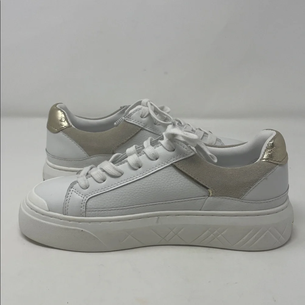 Ted Baker White Tan Addison Lace Sneaker Tennis Shoes Size 6 Like New Condition